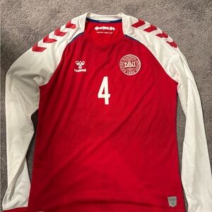 Hummel Denmark 2020 National Soccer Team Jersey Kjaer Sz S/M